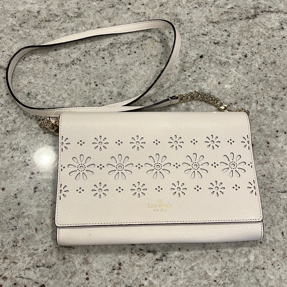 Kate Spade White Floral Leather Purse